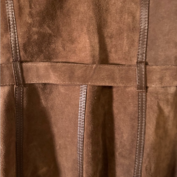 Brown Leather and Suede Jacket with fur trim silk lined - Picture 8 of 11